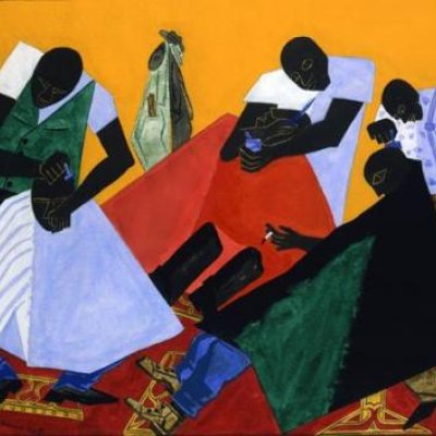 An image of Barber Shop by Jacob Lawrence